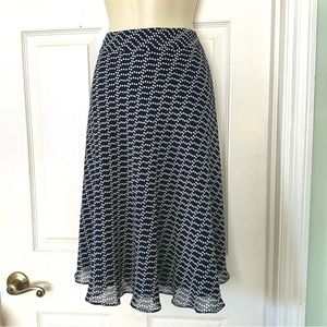 Anne Klein Skirt Navy White Dots Full Flouncy Dressy Size 12